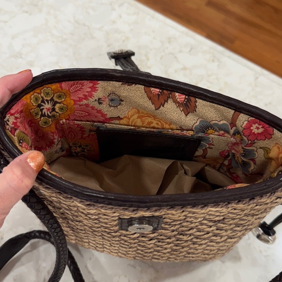 Brighton women's rattan & brown leather shoulder purse - near perfect condition - Picture 4 of 12